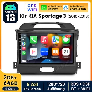 2+64G 9'' Android 13 Autoradio GPS Navi Für KIA Sportage 3 2010 2011-2016 DAB+ - Bild 1 von 13