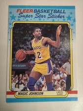1988-89 Fleer Super Star Sticker #6 Magic Johnson Los Angeles Lakers Wax Stain