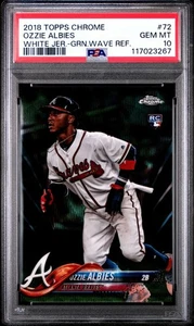 PSA 10 2018 Topps Chrome Ozzie Albies Rookie Green Wave Refractor /99 RC #72 - Bild 1 von 2