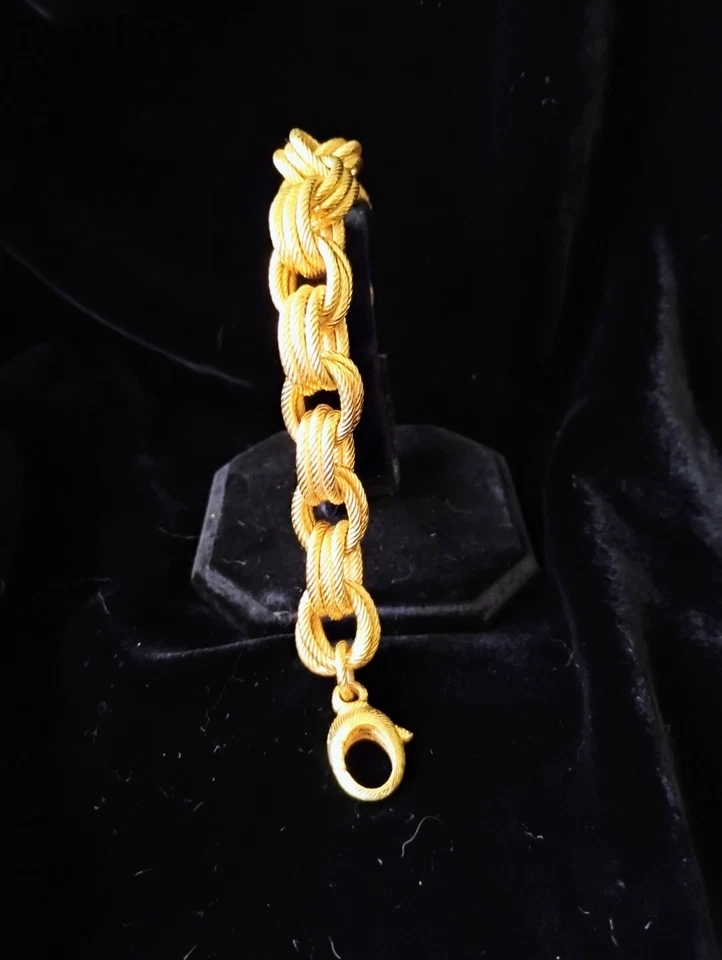 Brazalete Bronce Italiano Oro 18ct Sobre Bronce 8" Triple Eslabón Rolo Foto 1 de 4