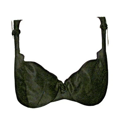 Sujetador con aros de cobertura completa de poliéster negro brillante delicado 3667 de colección años 80 34C  Foto 1 de 4