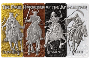 Juego de monedas antiguas de plata de 4 x 1 oz Barbados Four Horsemen of the Apocalypse 2024 - Imagen 1 de 10
