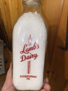 Lamb’s Dairy, Susquehanna, Pa Qt Milk Bottle - Picture 1 of 2