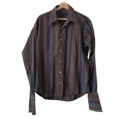 Camisa Ted Baker Para Hombre Abotonada Manga Larga 5 US XL Abstracto Texturizado Rayas Foto 1 de 4