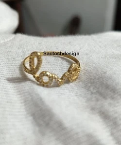 14k Solid Gold LOVE Diamond Charm Ring,Beautiful LOVE Gold Diamond Ring Jewelry - Picture 1 of 2