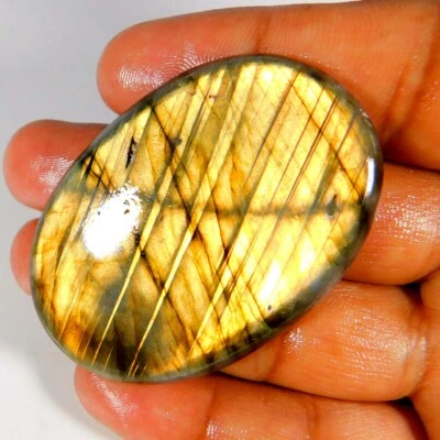 100% Natural Dorado LABRADORITA Cabujón Ovalado 56x38x06MM Gemas Sueltas 133.... - Imagen 1 de 3