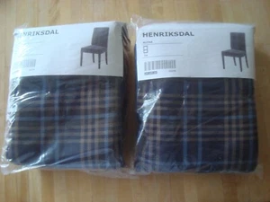 Set of 2 - IKEA Henriksdal Chair SLIPCOVERS Rutna Blue Plaid Henriksdal Covers  - Picture 1 of 10