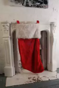 Christmas Gimmick - Giant Stocking - Plain Plush w Double Trim - Red White - 1m - Picture 1 of 1