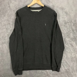 AllSaints Sweatshirt Large Grey Embroidered Logo Pullover Regular Fit Cotton - Picture 1 of 10