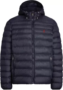 NWT Polo Ralph Lauren men's hooded puffer jacket Size XL Navy Red Pony $248 - Picture 1 of 4