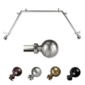 Tristan 13/16" Bay Window Curtain Rod 20"-36", 38"-72", choose from 4 colors - Picture 1 of 5