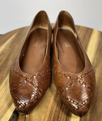 Mocasines de cuero marrón tejido vintage CABIN CREEK 'KRISTA' talla 6-1/2 M Foto 1 de 4