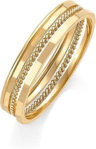 4 Piece 14k Gold Plated Thin Rings Set Size 6 Stackable - Picture 1 of 4