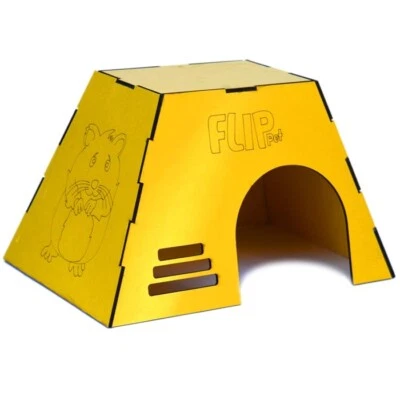 PETSHOPAMERICA Small Pet Hideout Hamster House Deluxe Guinea Pig Hut Play Toy Wooden 9"x6"