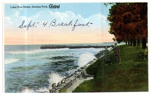 Cleveland Ohio OH Gordon Park Lake Erie People Landscape c 1925 Vintage Postcard - Picture 1 of 3