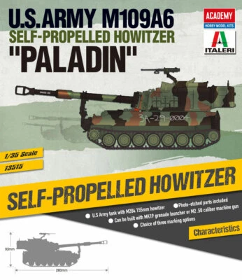 1/35 U.S. SELF-PROPELLED HOWITZER M109A6 "PALADIN" #13515 ACADEMY HOBBY MODEL  - Image 1 of 4