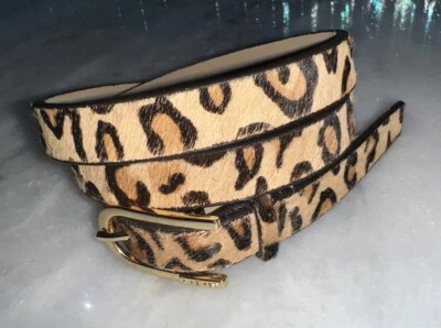 Nine West Women’s Size Small S Leather Belt w/Textured Leopard Print Gold Buckle - Image 1 of 4