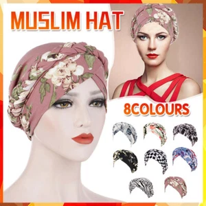 Women's Floral Chemo Cap Cancer Hat Muslim Hair Scarf Turban Hijab Head Wrap AU - Picture 1 of 28