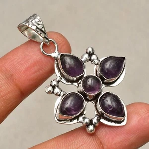 Ciondolo gioiello fatto a mano in argento sterling 925 con pietra preziosa am... - Foto 1 di 8