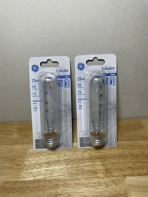 (2) GE 25 Watt Tubular 25T10 Picture Appliance Aquarium Cabinet Light Bulb Clear - Image 1 of 4