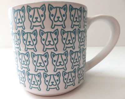 Taza de café Corgi Graydon Hall azul y blanco grande Foto 1 de 4