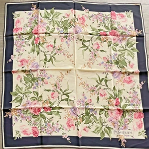 Foulard/Carré/Shawl★YVES SAINT LAURENT soie ★hand rolled-38g★Silk SCARF schal - Imagen 1 de 11