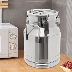 Milk Can Round Milk Storage Jug Transport Sealed Bucket Stainless Steel 10L NEW - Picture 1 of 24