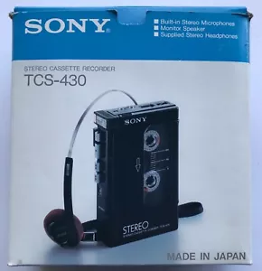 Sony TCS-430 Walkman, MDR-003 Headphones - For Repair with Case, Strap & Box Vtg - Picture 1 of 22