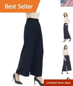 Women High Waist Casual Wide Leg Long Palazzo Pants Trousers Regular Size - Picture 1 of 7