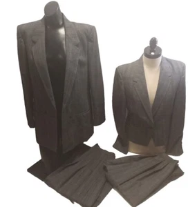 Two Women's Suit Jacket Sz 34 And Skirt sz 8 Striped Gray /Black - Picture 1 of 23