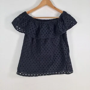 LIly loves womens blouse top size 8 black short sleeve round neck solid 020802 - Picture 1 of 9