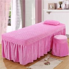 Massage Table Velvet Bed Cover Skirt SPA Bedspread Valance Sheet with Hole Soft 