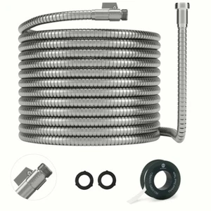 Morvat 1/2" x 100 Foot Premium Stainless Steel Garden Hose with ON/OFF Valve - Picture 1 of 6
