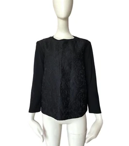 Blusa Top MAX MARA Fin de Semana Negra Flor Repujado Jersey Manga Larga Talla M - Imagen 1 de 10
