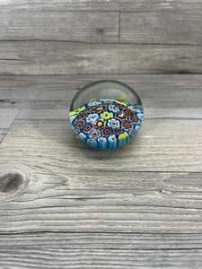 Handmade Murano Glass Millefiori Colorful Flower 2.5” Round Paperweight Floral - Picture 1 of 8