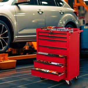7-Drawer Rolling Tool Chest Cabinet,Large Capacity Metal Tool Box on Wheels&Lock - Picture 1 of 8
