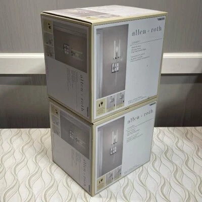 2 件 Allen + roth 壁灯 4.13 英寸 W 1 光镀铬饰面透明锤形玻璃 — 第 1/4 张图片