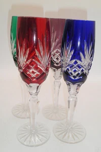 AJKA Caroline champagne flutes Hungary 4 stems bohemian - Picture 1 of 6