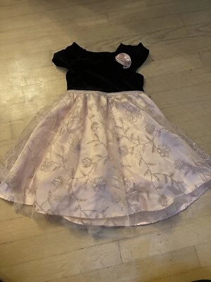 NWT Biscotti Black pink Glitter Flower Velour Tulle Dressy Dress-4T-$88 - Image 1 of 3