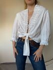 BNWT Peter Hahn womens romantic style open white embroidered blouse size 2XL