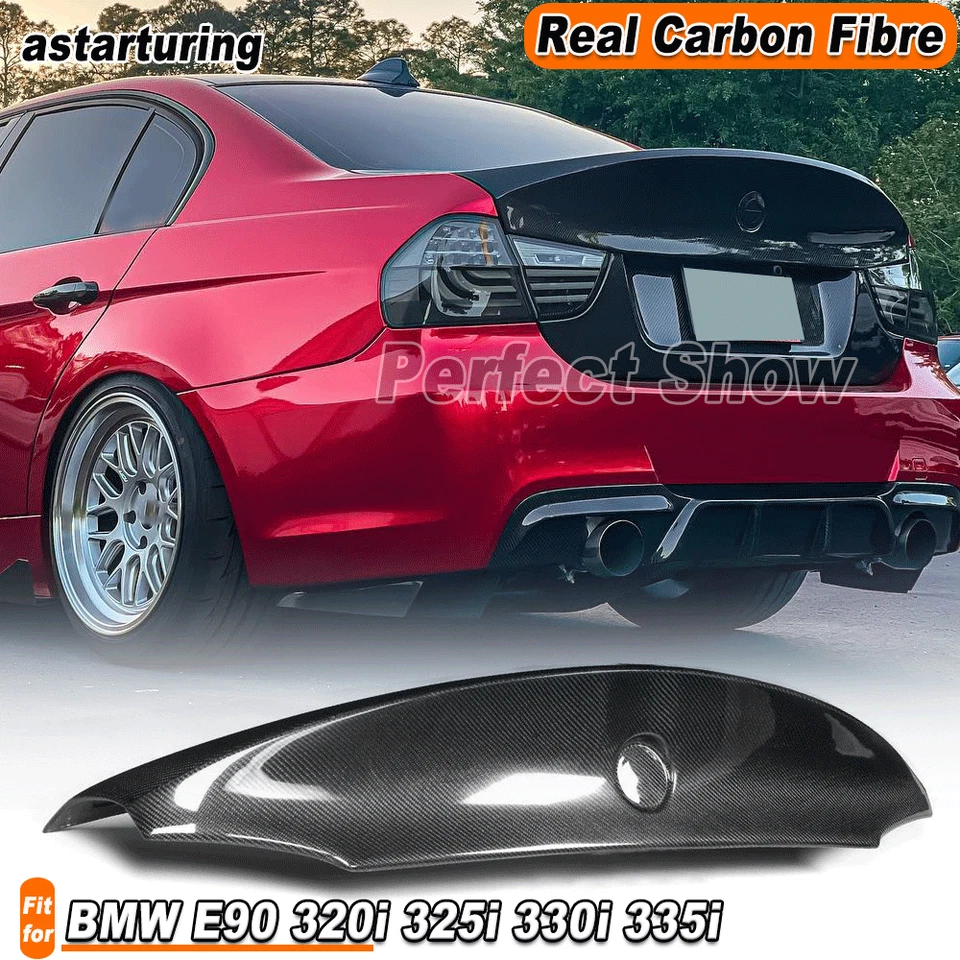 For BMW 3 Series E90 Sedan 2005-08 REAL Carbon Rear Trunk Spoiler Boot Wing Lip  - image 1 of 4