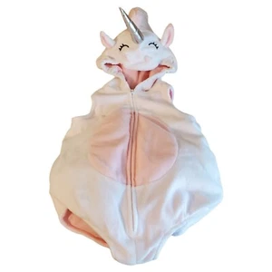 Carters Baby Girl Size 6-9 Mos Unicorn Halloween Costume Hooded White Pink Plush - Picture 1 of 4