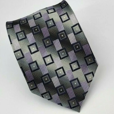 Corbata Croft & Barrow gris púrpura negra geométrica para hombre 57 x 3,25 Foto 1 de 4