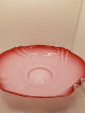   Vintage Fenton Bride Basket Bowl cased Glass Silver Crested Pink  