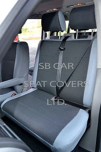 TO FIT A VW TRANSPORTER T5 9 SEATER, 2016, VAN SEAT COVERS, 89A+GREY LEATHERETTE - Picture 1 of 12