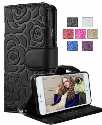 For iPhone 14 Pro Max 15 13 12 11 Leather Wallet Magnetic Card Stand Cover Case - Image 1 of 4