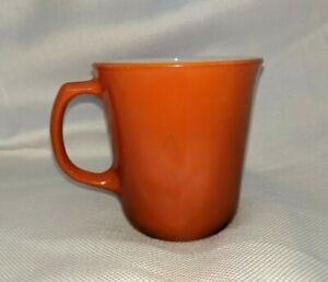 Vintage Pyrex Burnt Orange Mug D Handle Milk Glass Coffee Cup Rust (PL59) (VDGM)