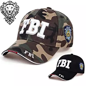 Adjustable Mens Baseball Cap FBI Embroidered Outdoor Casual Sun Protection Hat - Foto 1 di 11