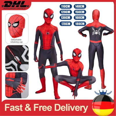 MARKENLOS Spiderman Kostüm Kinder Erwachsene Superheld Cosplay Karneval Jumpsuit Outfits💖