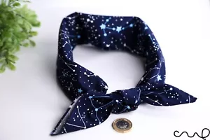 Hecho a Mano Bandana Algodón Azul Marino Horóscopo Estrella Fiesta Único Diadema Cuello Bufanda Y - Imagen 1 de 7